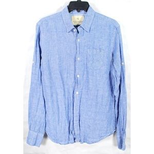 Scotch & Soda Blue 100% Linen Button Front Shirt M